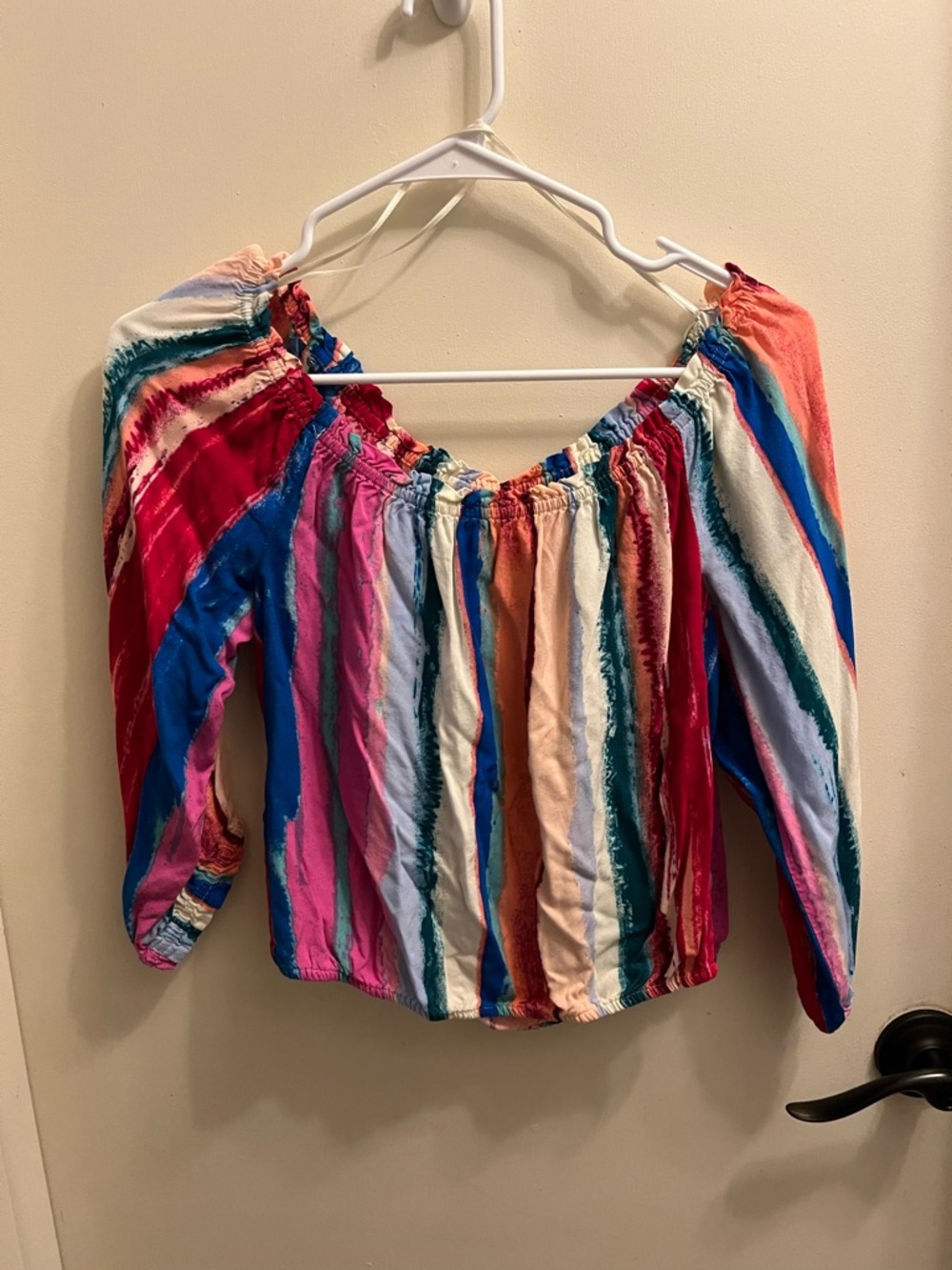 Women's Multicolor Striped Off-Shoulder Top
